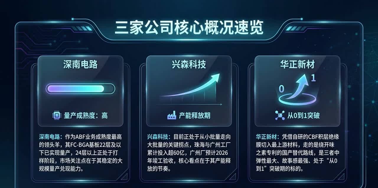 深南电路、兴森科技和华正新材的 ABF 载板业务画像