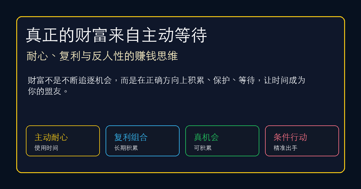 真正的财富来自主动等待:耐心、复利与反人性的赚钱思维