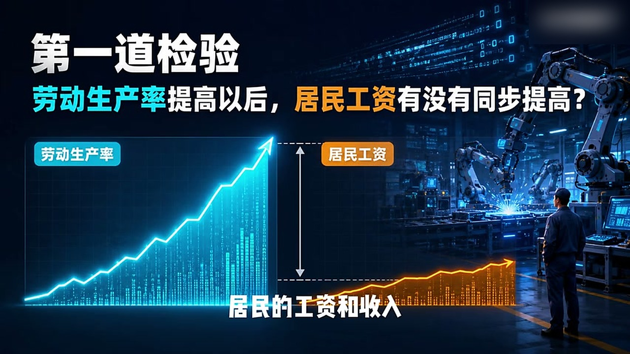 生产率提高以后，关键检验是居民工资和收入能否同步提高。