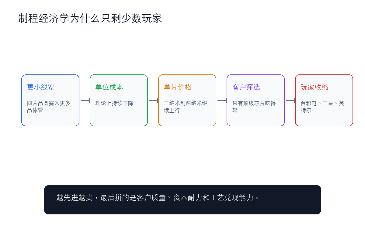 制程经济学:更先进意味着更贵,也意味着只剩少数玩家