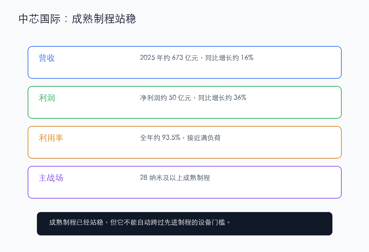 中芯国际的现实:成熟制程站稳,先进制程被 EUV 卡住