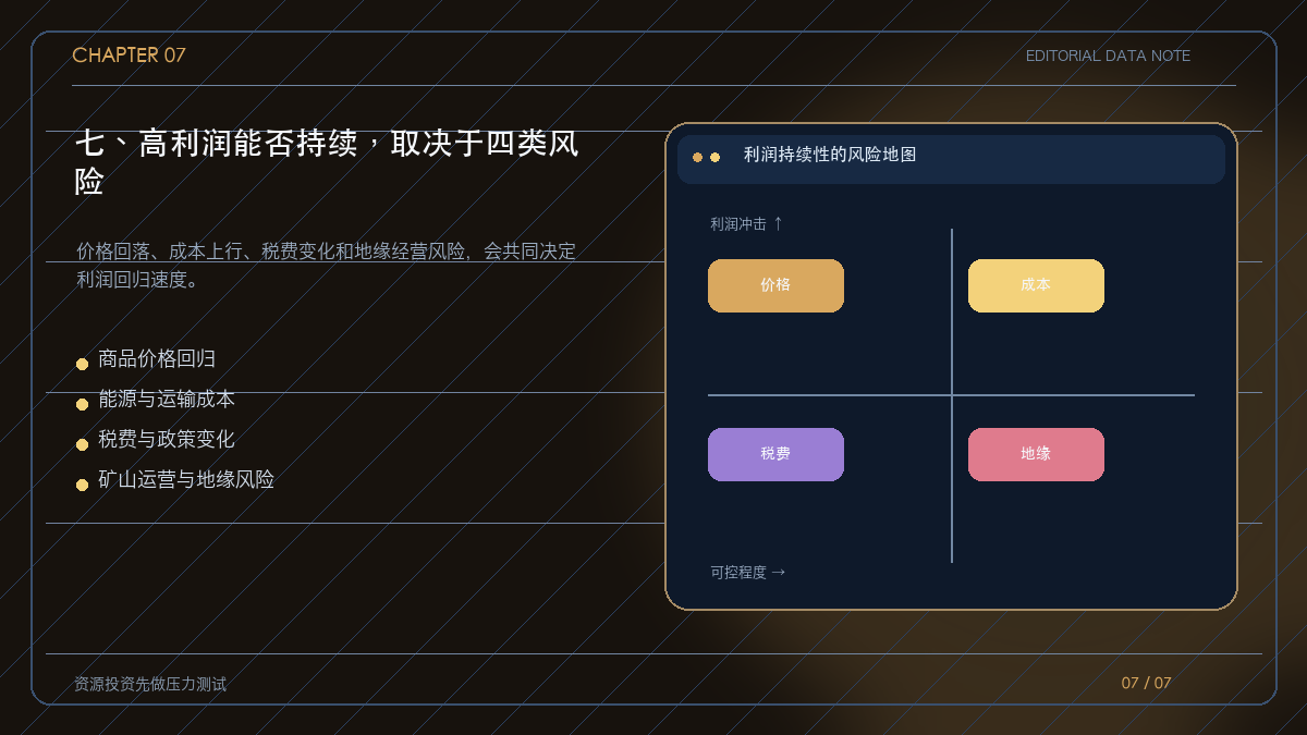 资源公司高利润持续性的风险矩阵